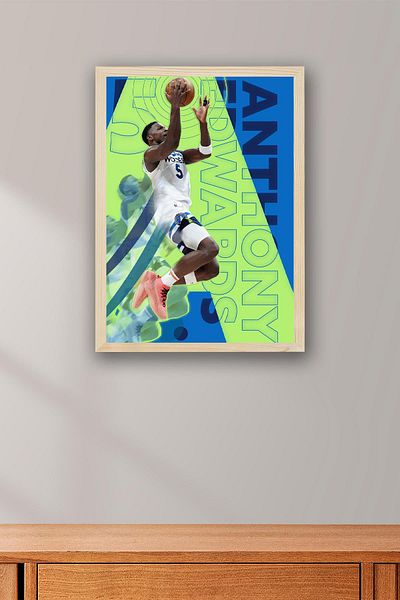 Saturn Pictură înrămată de Anthony Edwards - Pictură poster NBA de baschet