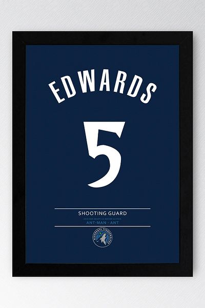 Saturn Pictură înrămată de Anthony Edwards - Pictură poster NBA de baschet