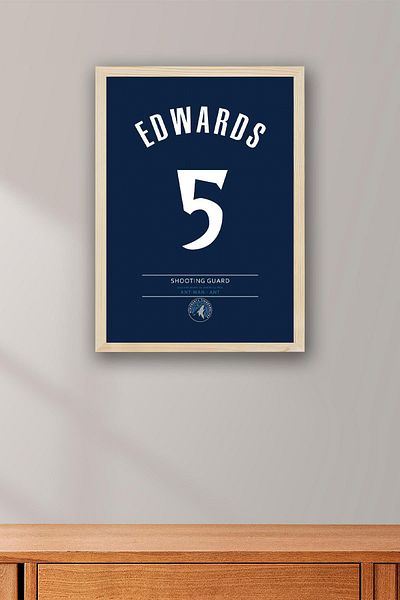 Saturn Πίνακας με κορνίζα Anthony Edwards - Πίνακας αφίσας NBA μπάσκετ