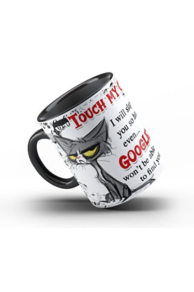 OEM Cana de cafea Touch my - mâner și interior negru, ceramică, 330 ml