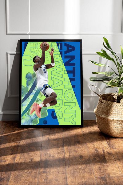 Saturn Pictură înrămată de Anthony Edwards - Pictură poster NBA de baschet