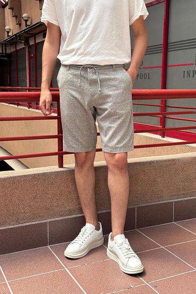 inpool Men'S, Adjustable Waist, Lace-Up, Old Money Culture, Linen Look, Cotton Shorts 299