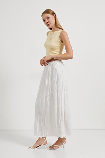 Arma Life Women's Elastic Waist Summer White Long Skirt