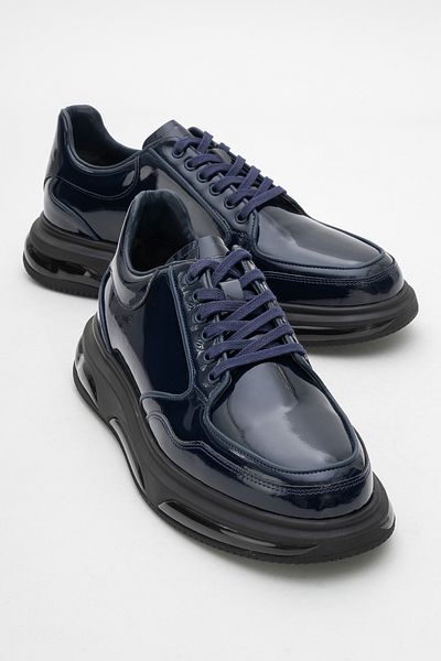 Dericlub Dericlub Men's Thick Sole Lace-Up Casaul Shoes Real Leather Cr 2568 Dark Blue