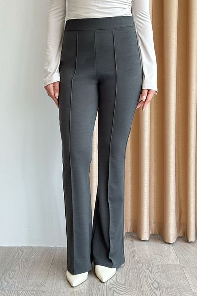 InStyle High Waist Flared Anthracite Palazzo Trousers