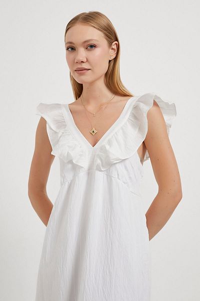 Arma Life Armalife 4590 Women's Dress with Ruffles on the Front, V-Necklace and Gipes on the Back