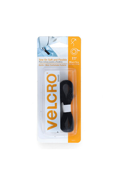 Velcro مثبت قماشي ناعم ومرن ذو ثبات قوي وآمن، أسود، 30 × 5/8 بوصة