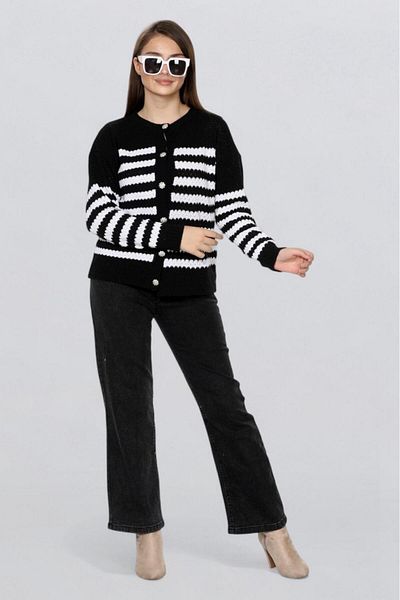 Fox Life Kids Women's Stone Button Striped Cardigan Flt1013