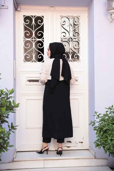 N.S NEVA STYLE Color Block Black Hijab Cardigan 15200S