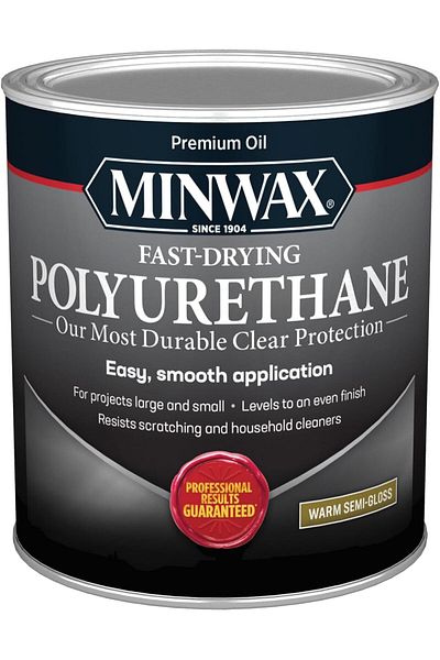Minwax طلاء خشب بولي يوريثين سريع الجفاف، شفاف شبه لامع، سعة 236 مل، سعة 1 كوارت