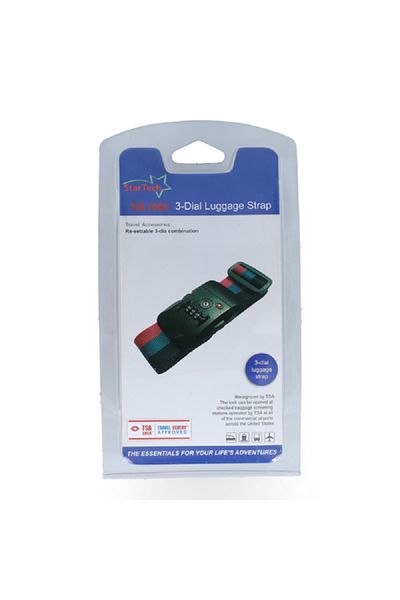 startech 3-Dial Re-Settable Adjustable Luggage Lock Strap Multicolor