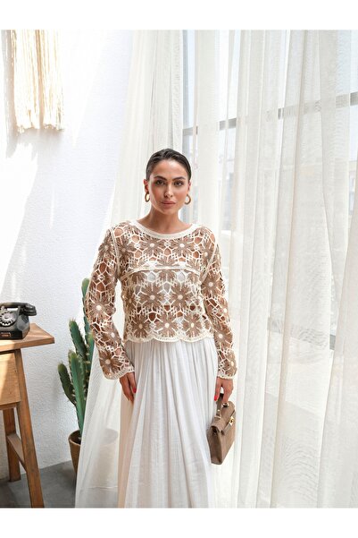 BLUE DAY'S Bluză de damă din bumbac croșetat