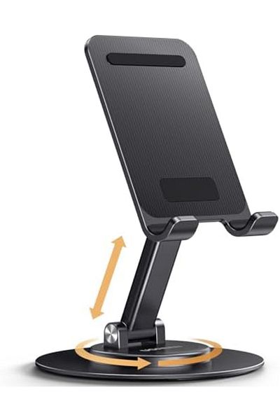 Ugreen Phone Stand 360° Rotating and Height Adjustable Metal Mobile Stand Holder for Desk Foldable