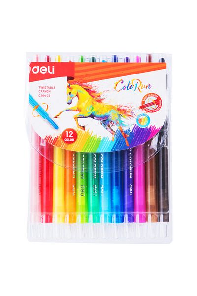 Deli 12-Piece Bright Twistable Crayons Assorted Color