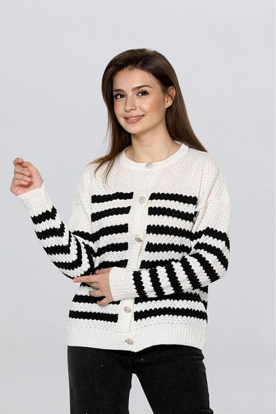 Fox Life Kids Women's Stone Button Striped Cardigan Flt1013