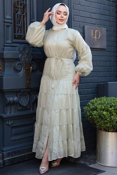 N.S NEVA STYLE Φόρεμα με πτυχωτό μέντα Hijab 75371MINT