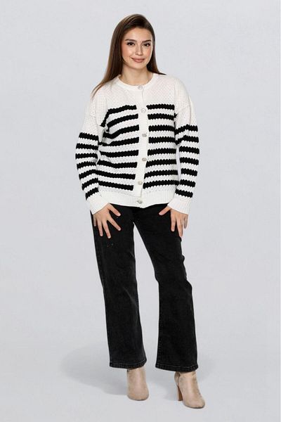Fox Life Kids Women's Stone Button Striped Cardigan Flt1013
