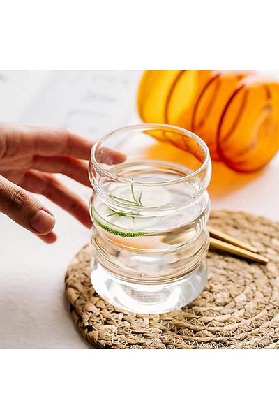 NY HOME كوب زجاجي شفاف من البوروسيليكات
