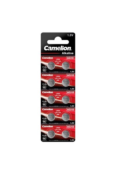 CAMELİON Set de 10 baterii alcaline Camelion tip buton AG10 / LR54 / LR1130 / 389, 1.5V, în blister