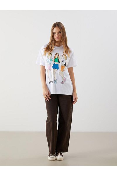 LC Waikiki Tricou pentru femei cu imprimeu cu gâtul rotund (S5)