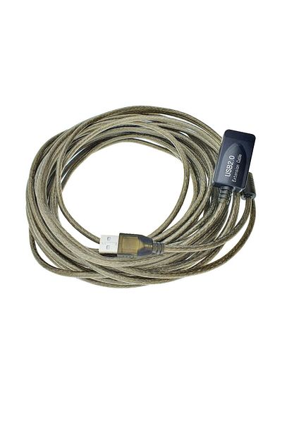 OEM Active USB 2.0 extension cable, length 10 m, USB A male to USB A female, with repeater, black