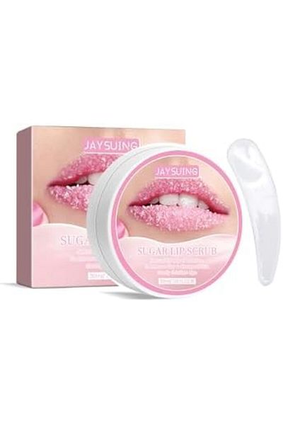 jaysuing Sugar Lip Scrub With A Spoon, Moisturizing Nourishing Exfoliating Lip Repair Solution, 30ml