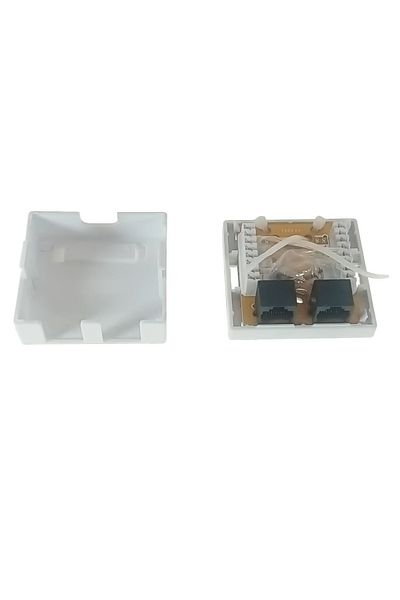 OEM Double UTP cat 6 socket, unshielded, surface mounting, 2 x RJ45, plastic, white