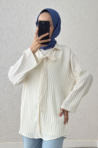 Salih Çelebi Bow Tie Kimono 2225 - Ecru