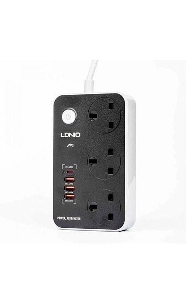 LDNIO Extension 3 Power Sooket + 3 USB + 1 port PD 3M Black