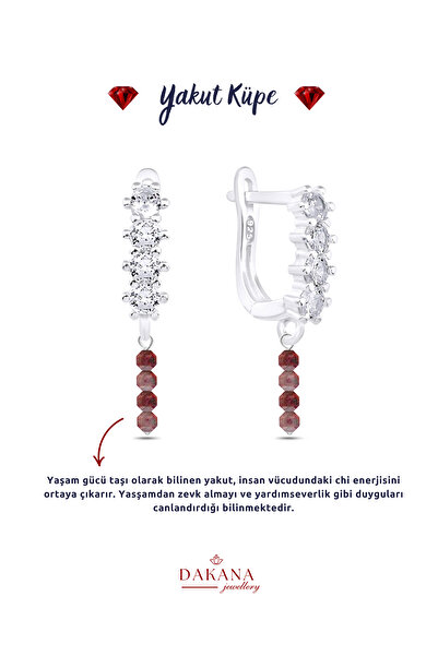 DAKANA JEWELLERY Sertifikalı Küp Sitil Yakut Doğal Taş Gümüş Küpe