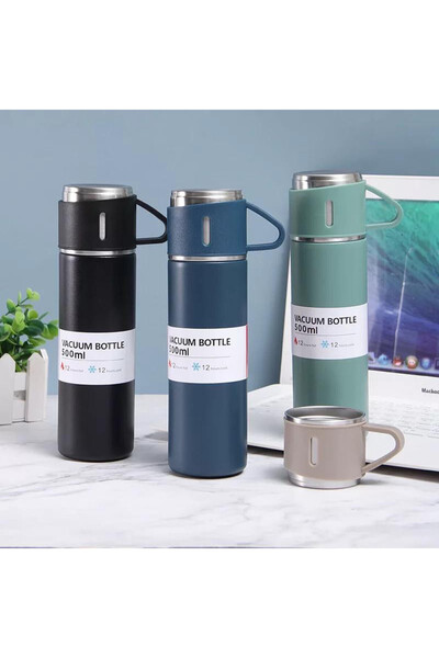 KARAKER حافظة مشروبات 500 مل مع أكواب إضافية تحفظ الحرارة والبرودة حتى 8 ساعات