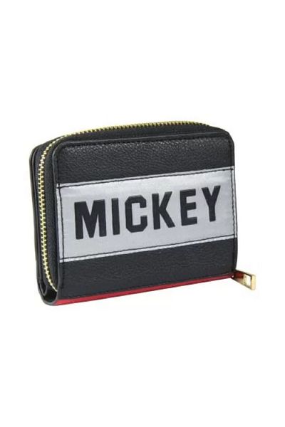 Mickey Mouse Wallet – Black, Faux Leather, Zip Closure