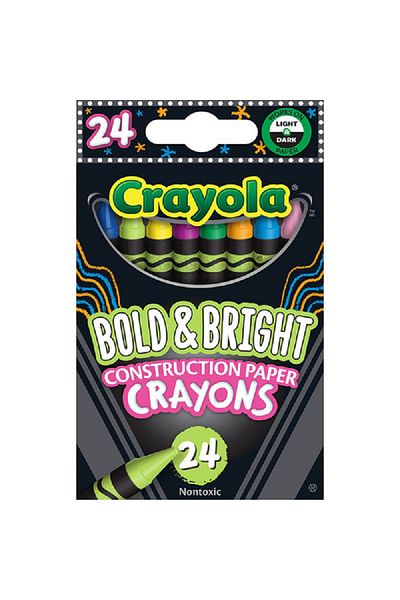 Crayola 24-Piece Nontoxic Bold and Bright Construction Paper Crayon Set Multicolor