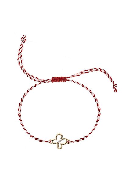 OEM Bracelet - white-red cord - TAG BLUTURE, 24k gold plated