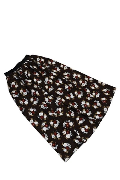 BBS "Flower Patterned Long Unlined Girl's Skirt - Imported Viscose Fabric, Suitable for Prayer"