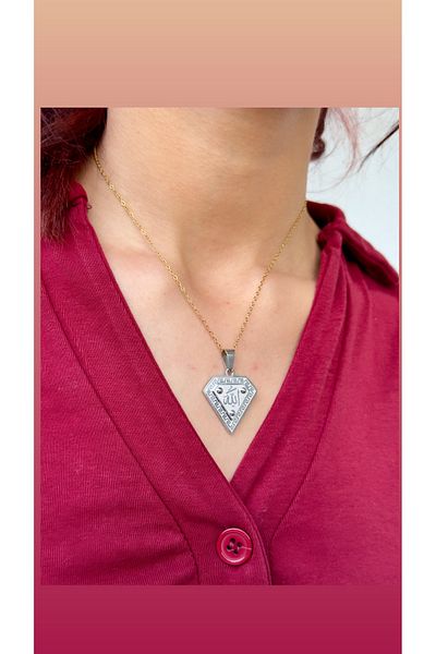 İNN JEWELLERY Steel Necklace Tarnish-Free Antiallergic Allah Writing Figured (2 Years Importer Guaranteed)