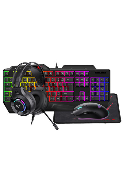 Havit Gamenote Kb905cm-tur 4'lü Gaming Set – Klavye, Mouse, Kulaklık, Mousepad – Rainbow, Pc Uyumlu