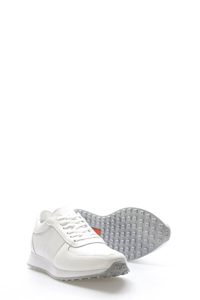 TUGERDİ Ανδρικά αθλητικά παπούτσια Tugerdi White από γνήσιο δέρμα Thermo Sole Lace-Up TG09951131966