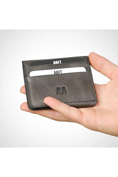Honorius Men's Genuine Leather Slim Card Holder Hand Portfolio Wallet Anthracite