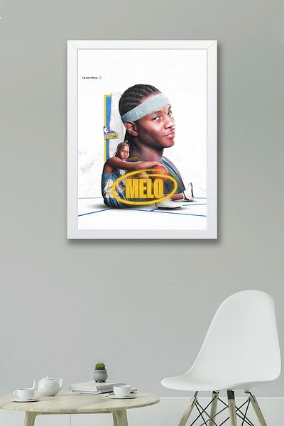 Saturn Carmelo Anthony Framed Painting - Basketball Nba Poster Painting