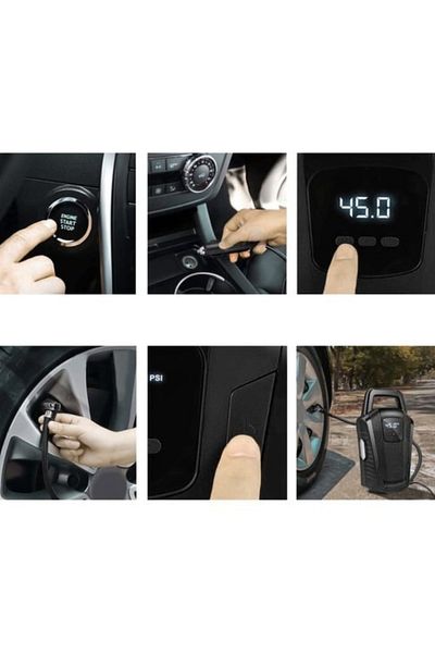 varioshop Compresor auto 12V VarioShop®, Ideal pentru umflarea tuturor tipurilor de anvelope auto, motociclet