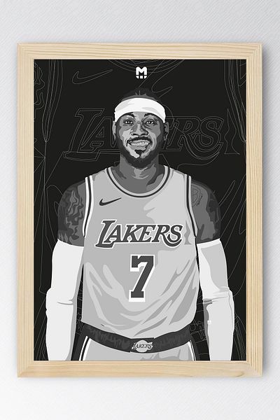 Saturn Carmelo Anthony Framed Painting - Basketball Nba Poster Painting