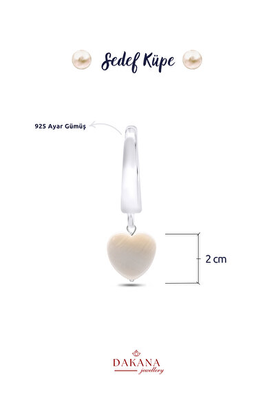 DAKANA JEWELLERY Sertifikalı Kalp Stil Doğal Taş Gümüş Küpe