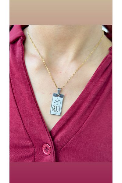 İNN JEWELLERY Steel Necklace Tarnish-Free Antiallergic Allah Writing Figured (2 Years Importer Guaranteed)