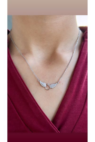 İNN JEWELLERY قلادة فولاذية مضادة للحساسية ومضادة للتلطيخ مع شكل سوليتير صغير (ضمان المستورد لمدة عامين)