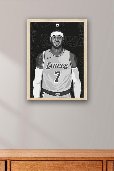 Saturn Carmelo Anthony Framed Painting - Basketball Nba Poster Painting