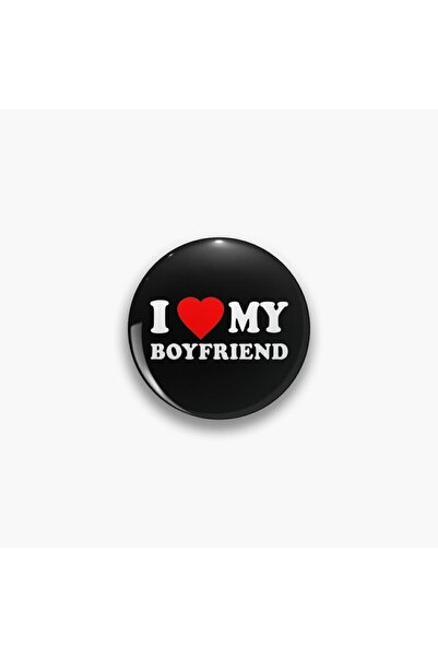 fırsatlar diyarı I Love My Boyfriend Yazılı Buton Rozet
