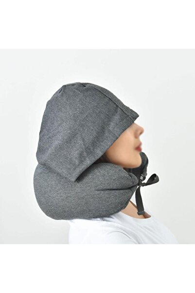 KARAKER مخدة سفر حول الرقبة مع غطاء رأس مريح لدعم الرقبة والرأس وحجب الضوء