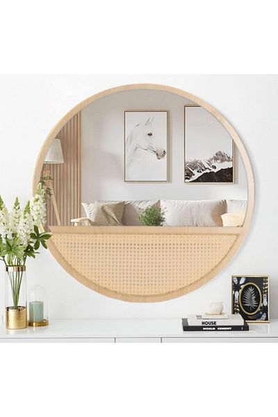 DEC13 60 cm rattan round mirrors