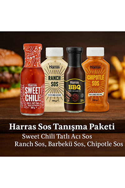 Harras Barbekü,Chipotle,Sweet Chili, Ranch Sos 4'lü Paket